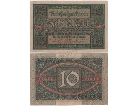 Německo - bankovka 10 marek 1920