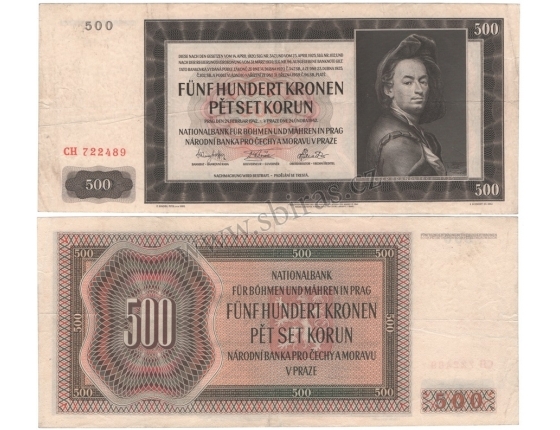 500 korun 1942, I. vydání, série CH, neperforovaná