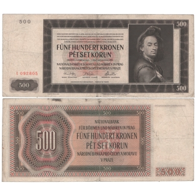 500 korun 1942, I. vydání, série I, neperforovaná