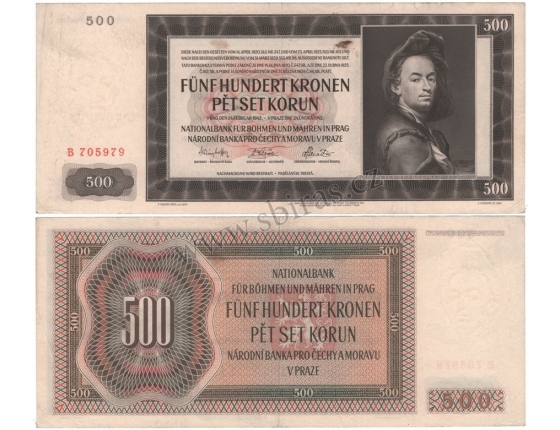 500 korun 1942, I. vydání, série B, neperforovaná