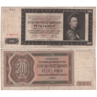 500 korun 1942, I. vydání, série D, neperforovaná
