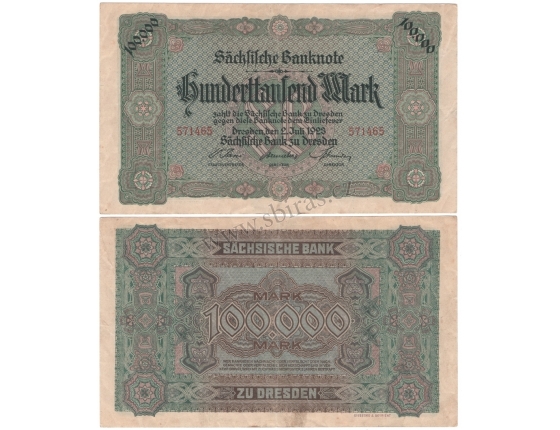 Německo - bankovka 100 000 marek Sächsische Bank 1923