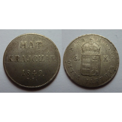 6 krejcarů (Hat krajczár) 1849 NB