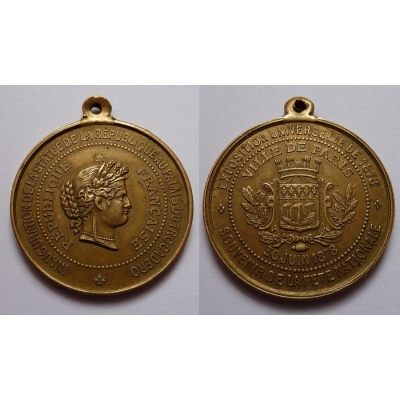 Světová výstava Paříž 1878 - pamětní medaile
