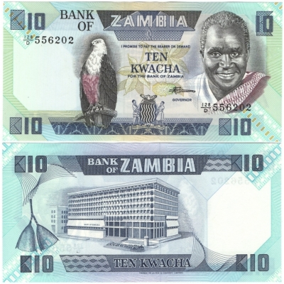 Zambie - bankovka 10 kwacha 1980-88 UNC