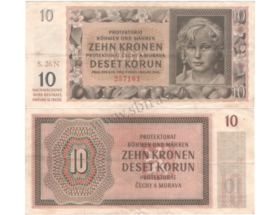 Protektorat Böhmen und Mähren - Anmerkung 10 Kronen 1942