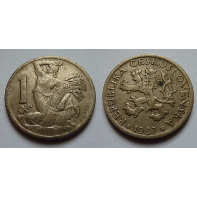 Československo - mince 1 koruna 1937