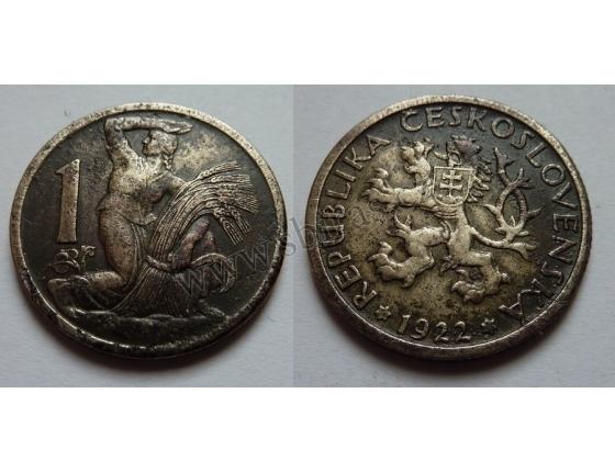 Československo - mince 1 koruna 1922