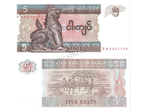 Barma- bankovka 5 kyats UNC