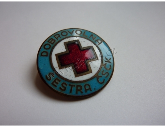 Dobrovolná sestra Československého červeného kříže - historický odznak připínací, smalt