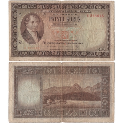 500 korun 1946, neperforovaná, série D, 
