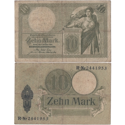 Německé císařství - bankovka 10 marek 1906