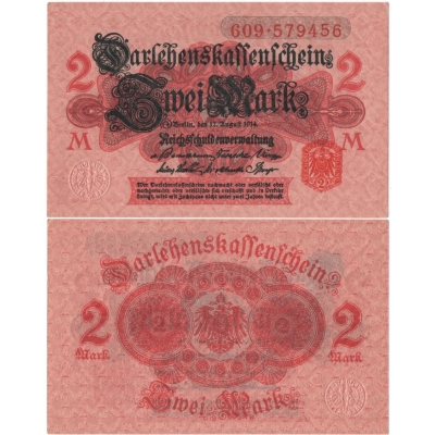 Německé císařství - bankovka 2 Marky 1914 (UNC)