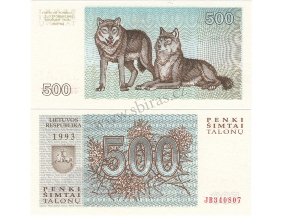 Litva - bankovka 500 Talonas 1993 UNC