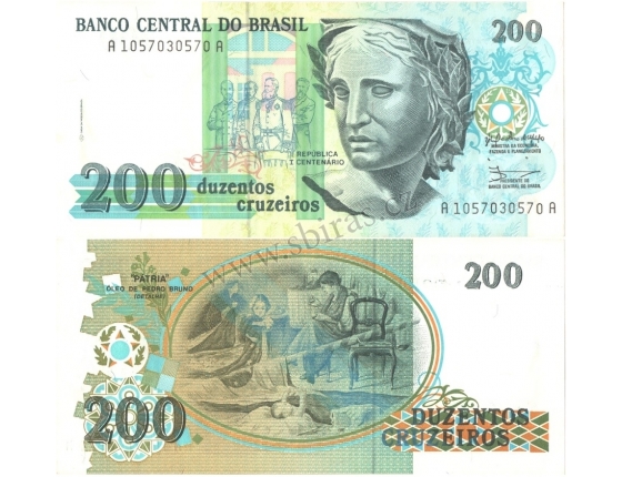 Brazílie - bankovka 200 cruzeiros 1990 UNC