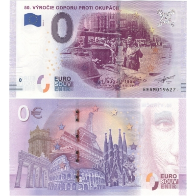 Slovenská republika - bankovka 0 euro, 50. výročí odporu proti okupaci, eurosouvenir, UNC