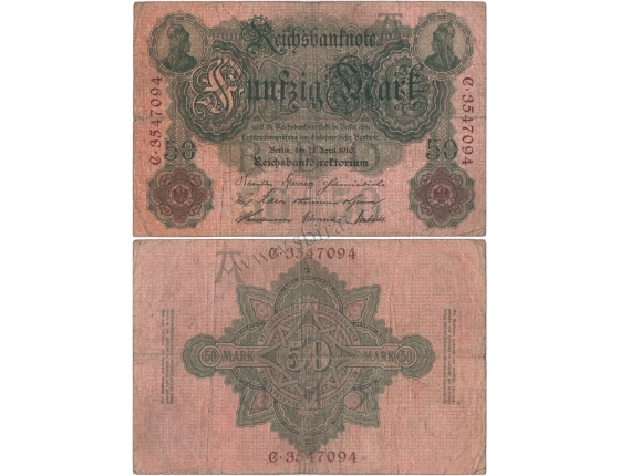 Německé císařství - bankovka 50 Marek 1910