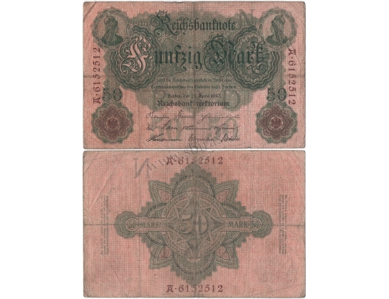Německé císařství - bankovka 50 Marek 1910