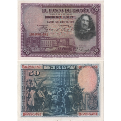 Španělsko - bankovka 50 pesetas 1928