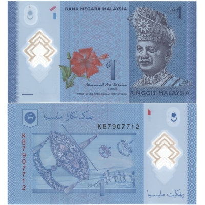 Malajsie - bankovka 1 ringgit 2012 UNC, polymerová bankovka