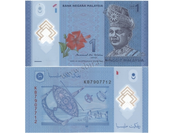 Malajsie - bankovka 1 ringgit 2012 UNC, polymerová bankovka