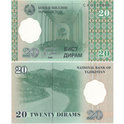 Tádžikistán - bankovka 20 dirham 1999 UNC