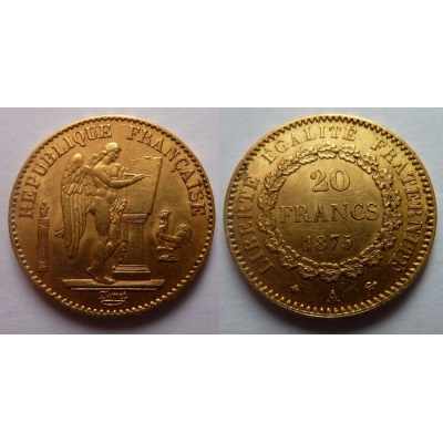 Francie - zlatá mince 20 franků 1875 A