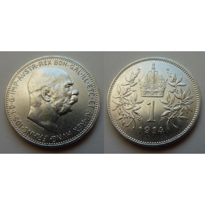 František Josef I. - stříbrná mince 1 koruna 1914