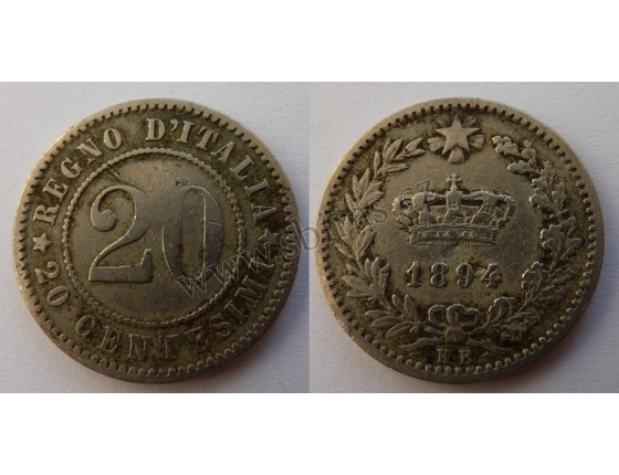 Italské království - 20 centesimi 1894 KB