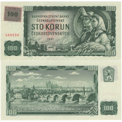 100 korun 1961 UNC kolkovaná