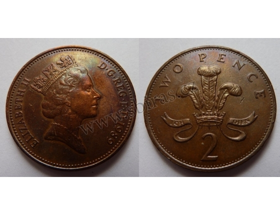 Velká Británie - 2 pence 1989