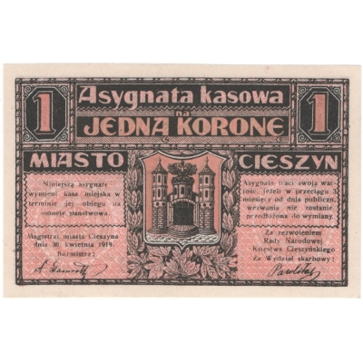 Polen - Bielsko-Biala, Banknote 2 Kronen 1919