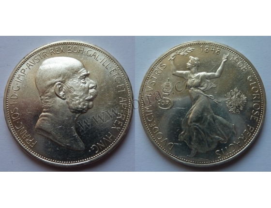 5 korun 1908 k 60. let vlády Frantika Josefa I.