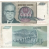 Jugoslávie - bankovka 5 000 dinara 1992