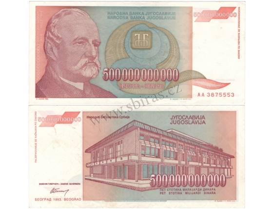 Jugoslávie - bankovka 500 000 000 000 dinara 1993