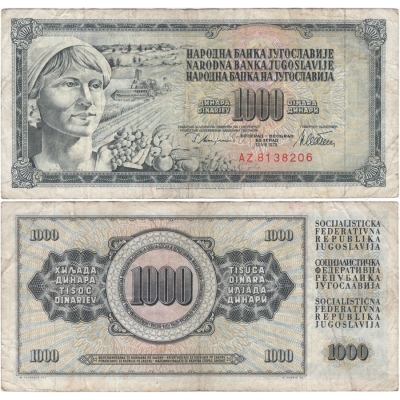 Jugoslávie - bankovka 1000 dinara 1978