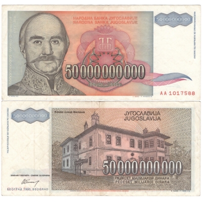Jugoslávie - bankovka 50 000 000 000 dinara 1993