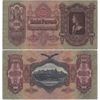 100 pengö 1930, platná na našem území