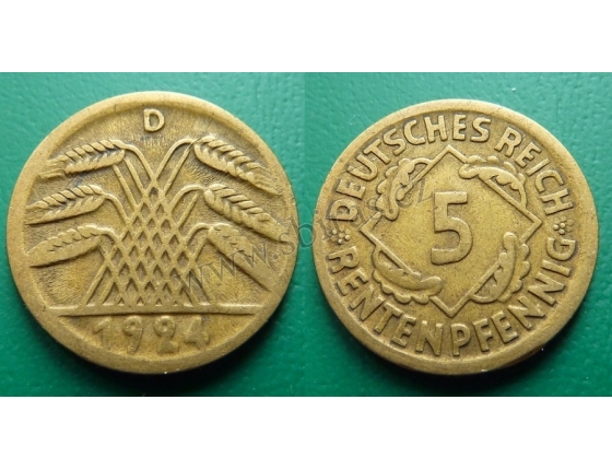 5 Rentenpfennig 1924 D