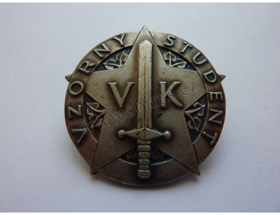 Vzorný student Vojenské katedry, mincovna Kremnica, odznak šroubovací