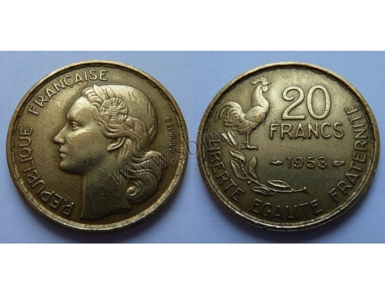 Francie - 20 franků 1953
