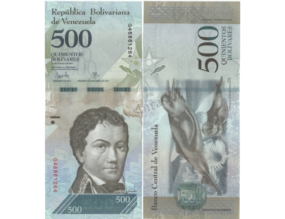 Venezuela - bankovka 500 bolivares 2017 aUNC