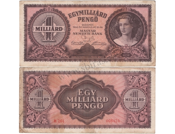 Maďarsko - bankovka 1 Miliard Pengo 1946