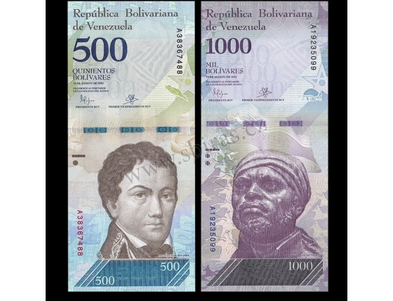 Venezuela - sada 2 bankovek 500 a 1000 bolivares 2016/2017 UNC 