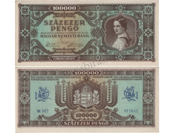 Maďarsko - bankovka 100 000 Pengo 1945