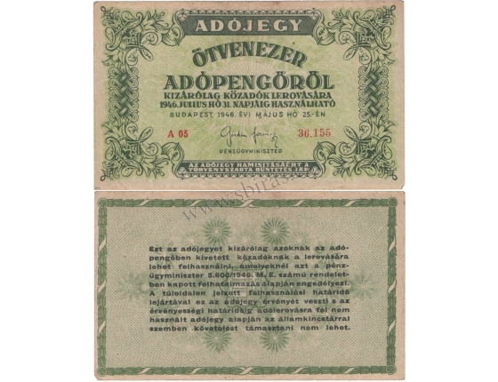 Maďarsko - bankovka 50 000 AdoPengo 1946