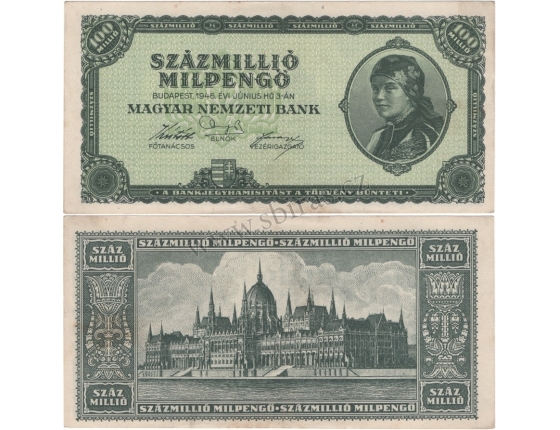Maďarsko - bankovka 100 million MilPengo 1946