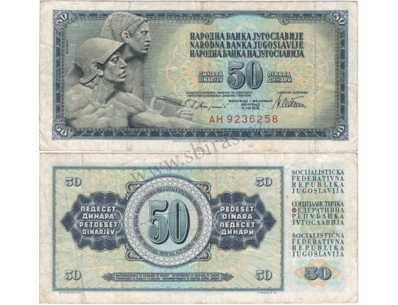 Jugoslávie - bankovka 50 dinara 1978