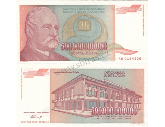 Jugoslávie - bankovka 500 000 000 000 dinara 1993