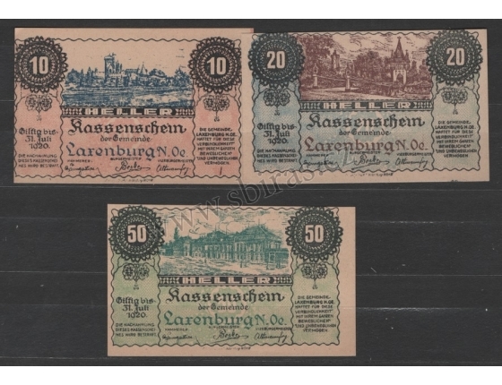 Rakousko - sada nouzových bankovek Laxenburg 1920